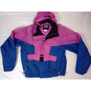 Helly Hansen Vtg 80s 90s Large Windbreaker Ski Jacket w/Arm Vents - Blue Purple